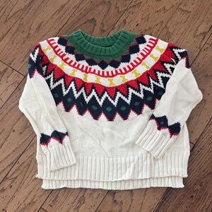 Aerie Women's Festive Knit Sweater - Green, Red, White